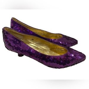 Vintage Unique STEFANI Women’s Purple Sequin Dressy Shoes/Pumps, Size 8B Heels.